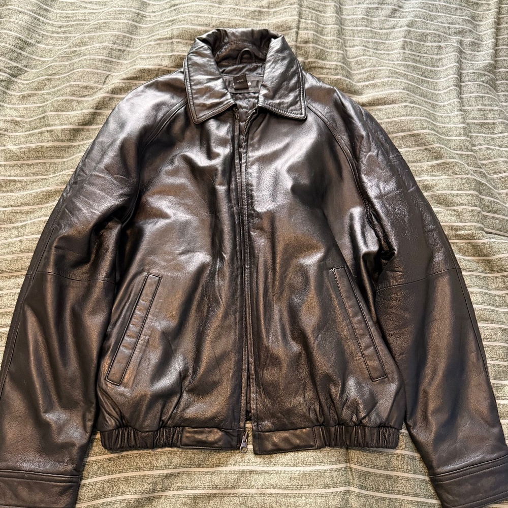 Colebrook Black Genuine Leather Insulated Bomber Jacket Size M